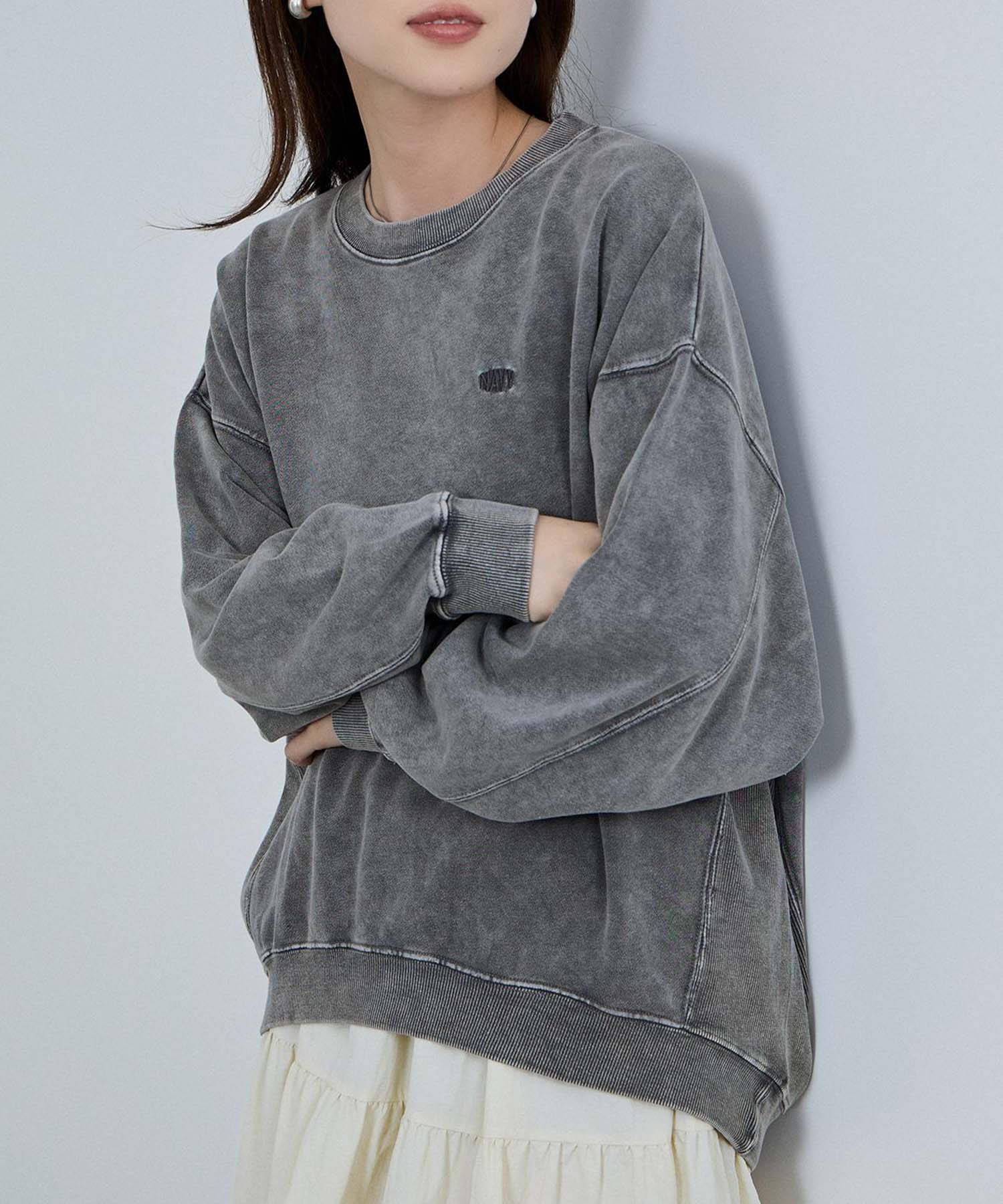 nAvy ヘビーウェイト裏毛アシッド加工スウェット レディース