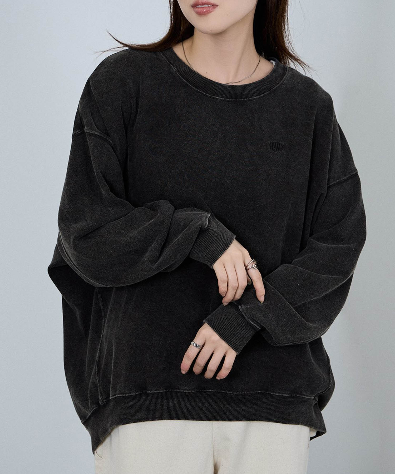 nAvy ヘビーウェイト裏毛アシッド加工スウェット レディース