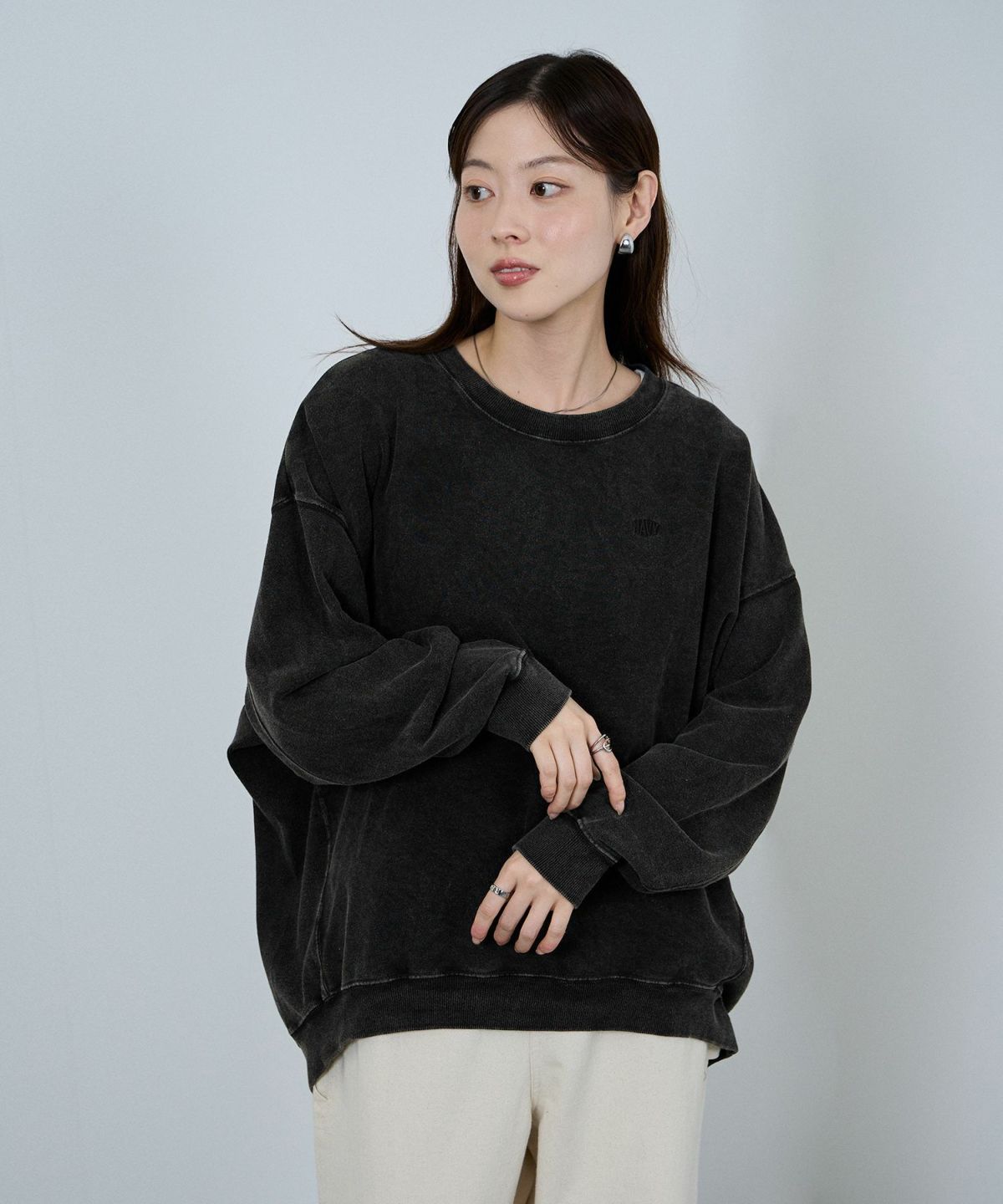 nAvy ヘビーウェイト裏毛アシッド加工スウェット レディース