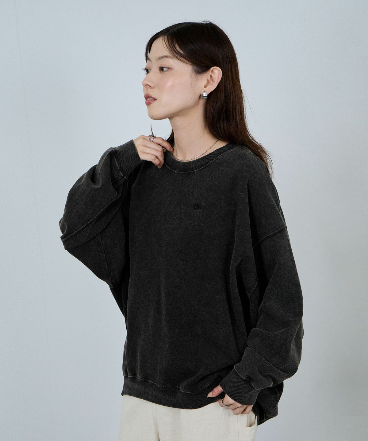 nAvy ヘビーウェイト裏毛アシッド加工スウェット レディース
