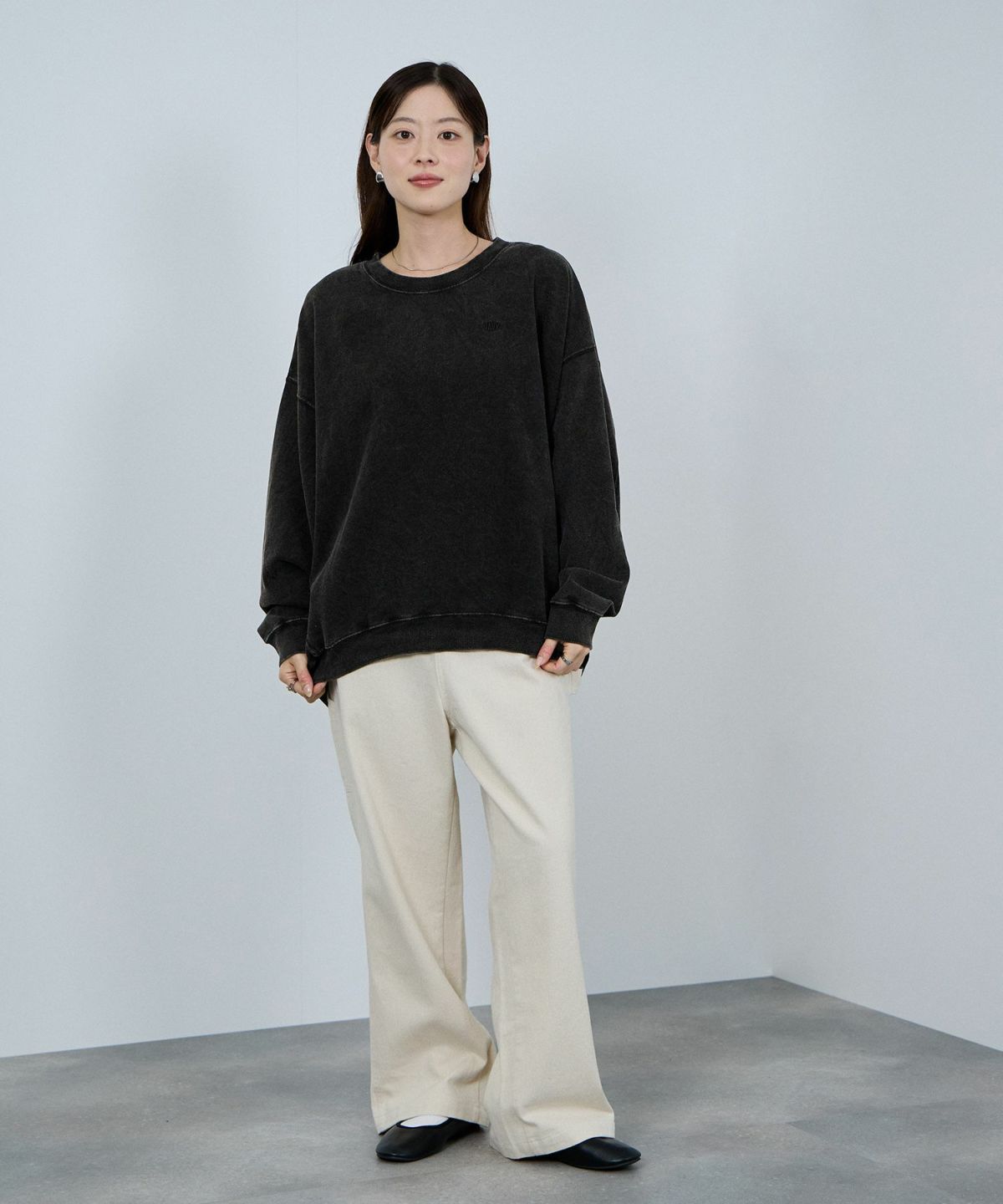 nAvy ヘビーウェイト裏毛アシッド加工スウェット レディース