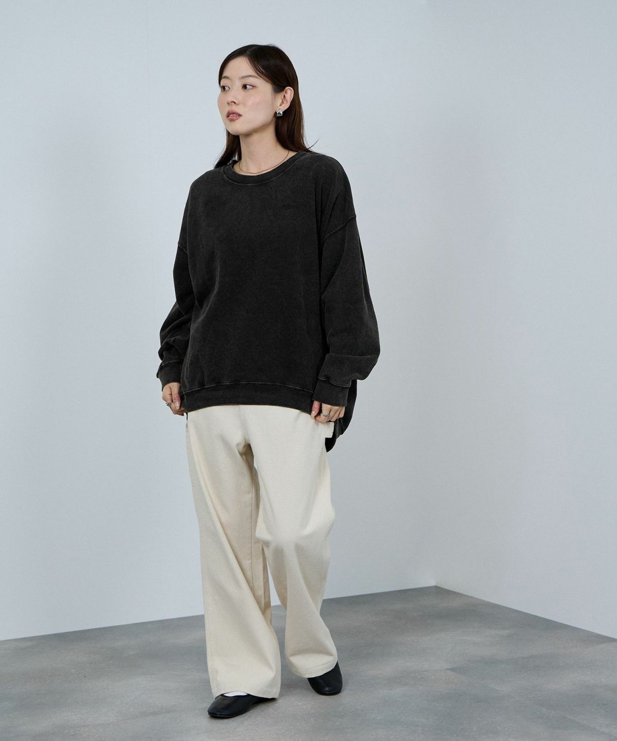 nAvy ヘビーウェイト裏毛アシッド加工スウェット レディース