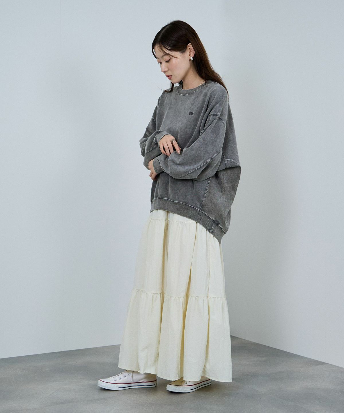 nAvy ヘビーウェイト裏毛アシッド加工スウェット レディース