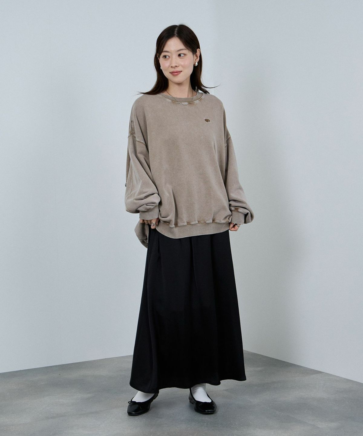 nAvy ヘビーウェイト裏毛アシッド加工スウェット レディース