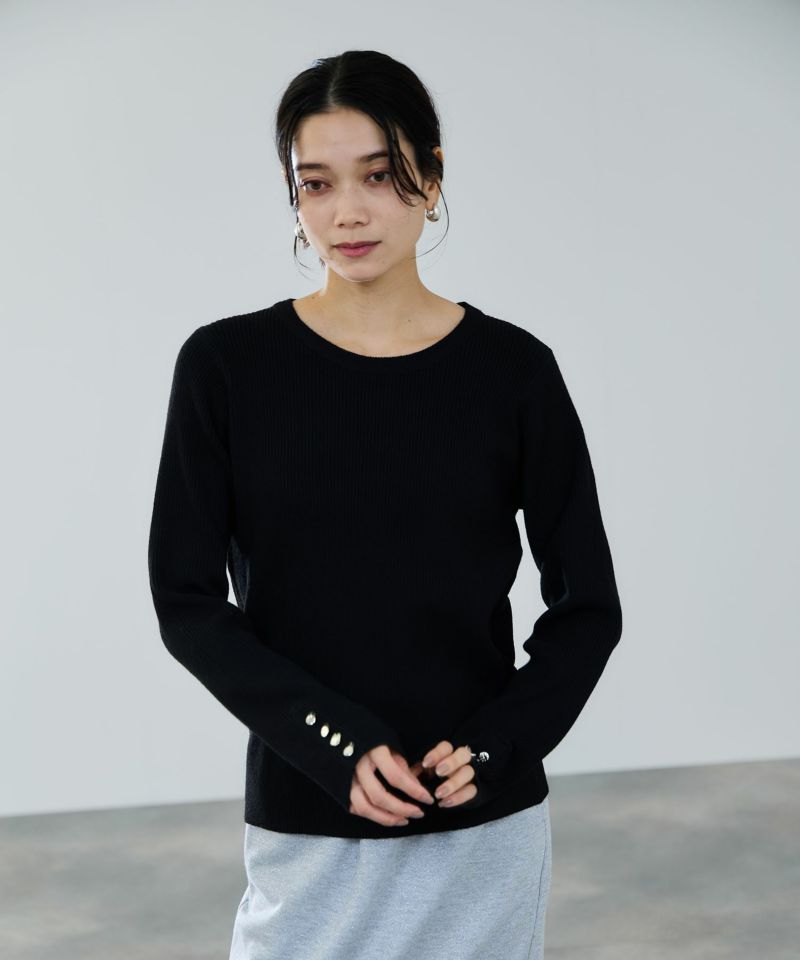 milli de l'air ComfEase ボタンスリーブニット レディース商品画像-1