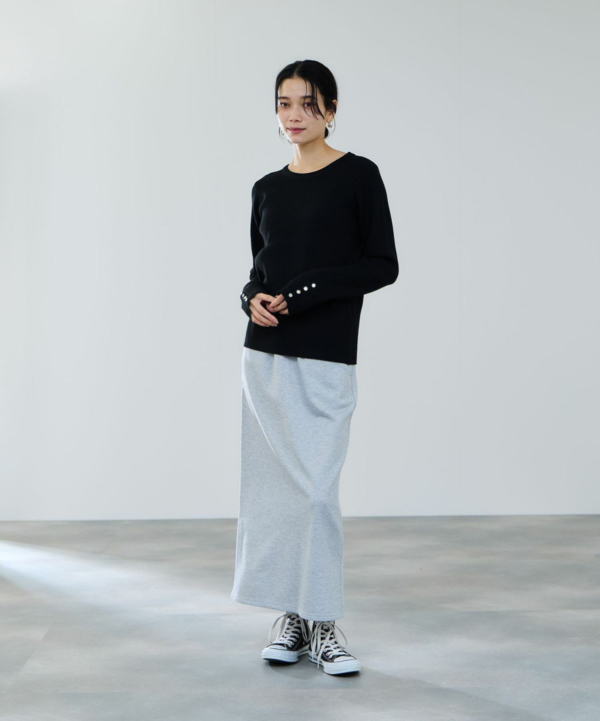 milli de l'air ComfEase ボタンスリーブニット レディース