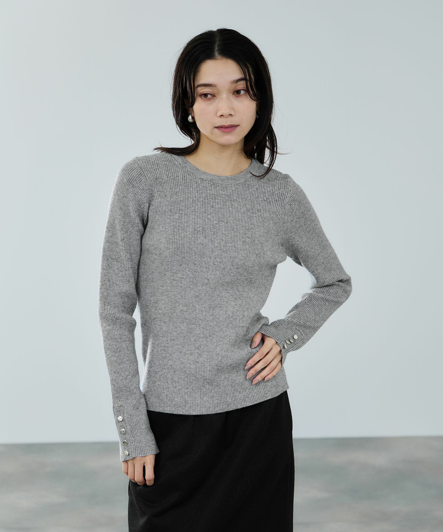 milli de l'air ComfEase ボタンスリーブニット レディース商品画像-15