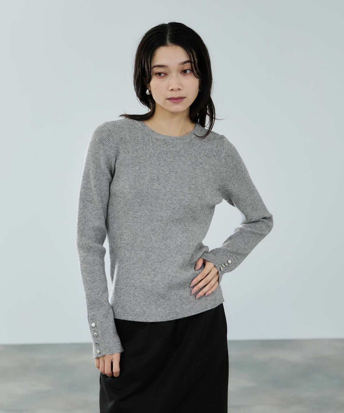 milli de l'air ComfEase ボタンスリーブニット レディース