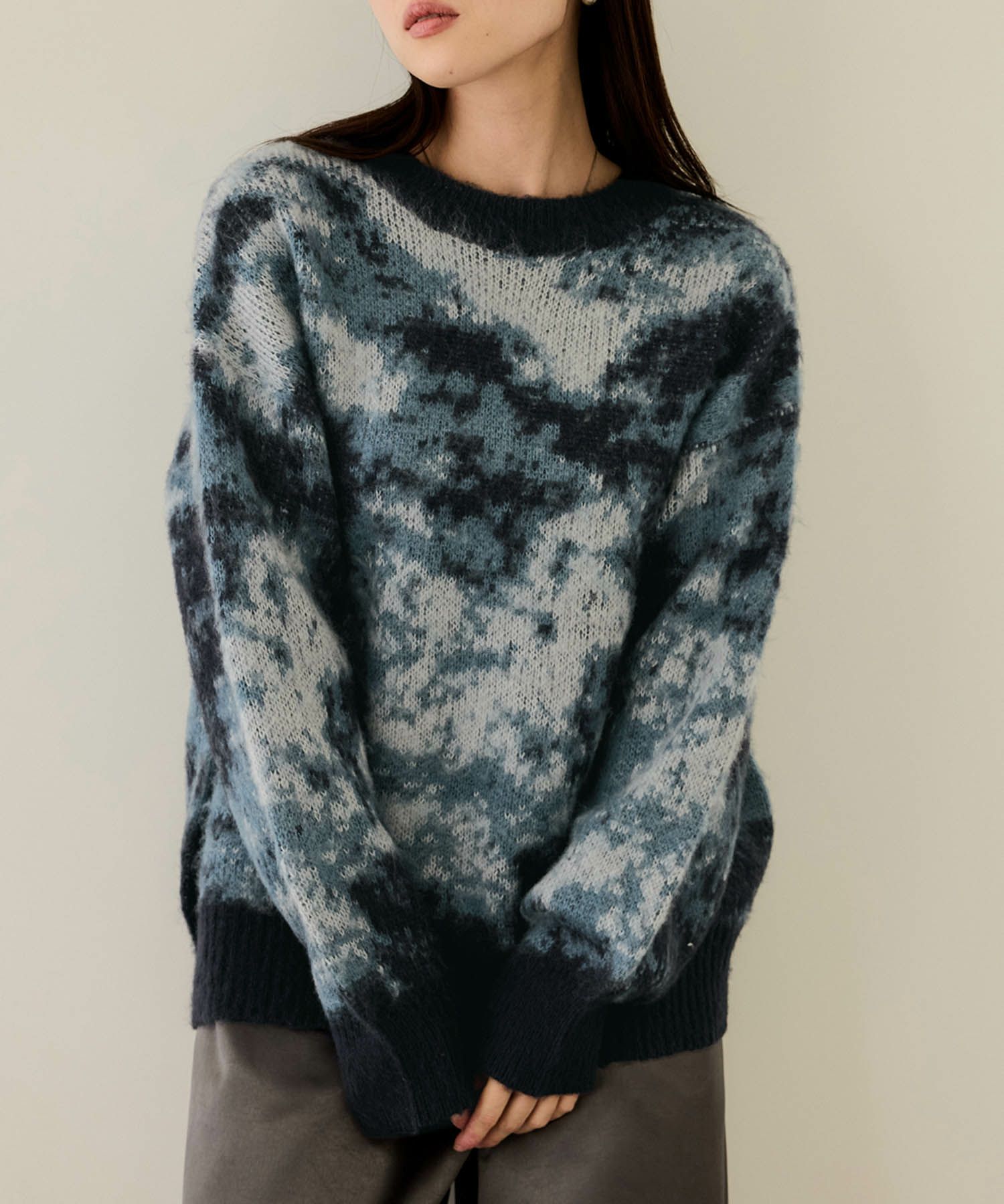 nAvy モヘヤタッチマーブルニット レディース