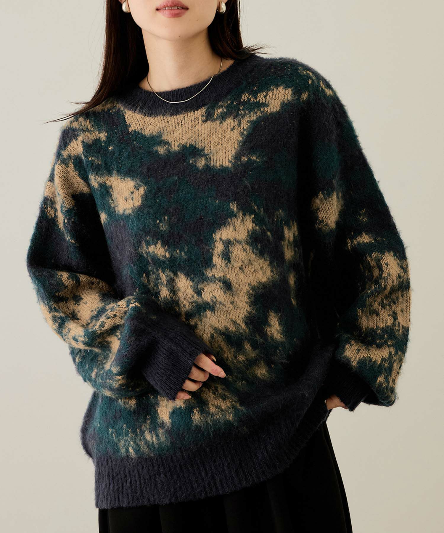 nAvy モヘヤタッチマーブルニット レディース