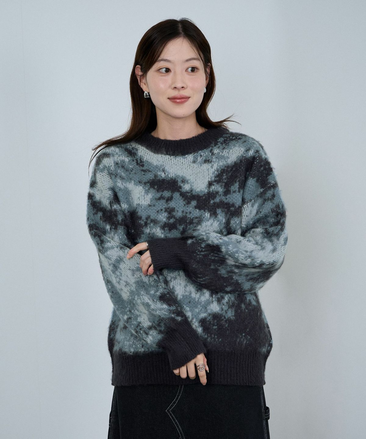 nAvy モヘヤタッチマーブルニット レディース