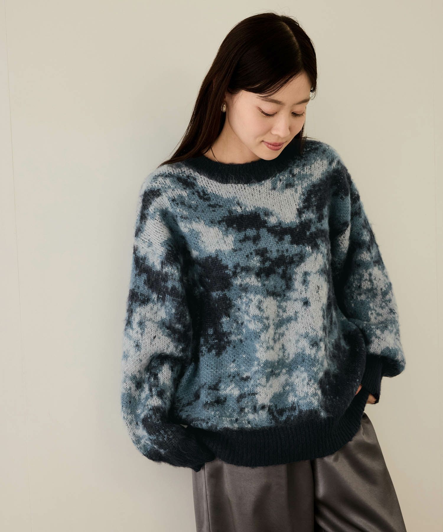 nAvy モヘヤタッチマーブルニット レディース