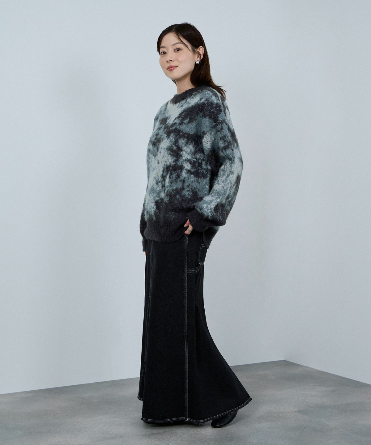 nAvy モヘヤタッチマーブルニット レディース