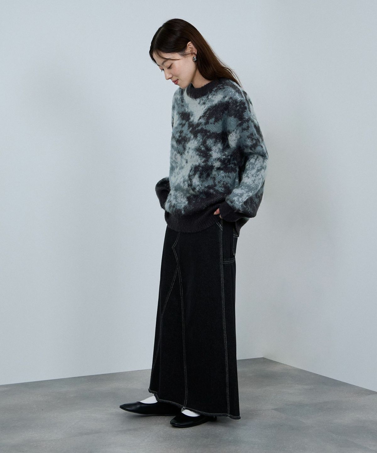 nAvy モヘヤタッチマーブルニット レディース