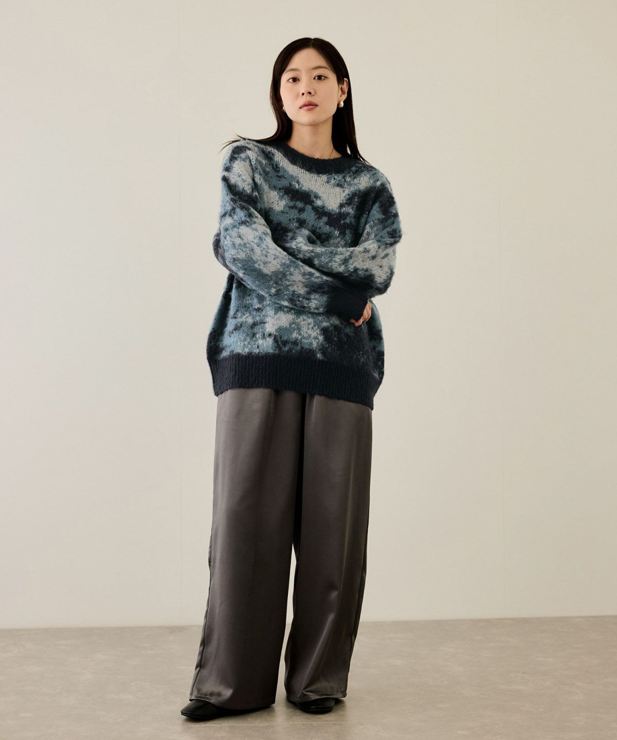 nAvy モヘヤタッチマーブルニット レディース