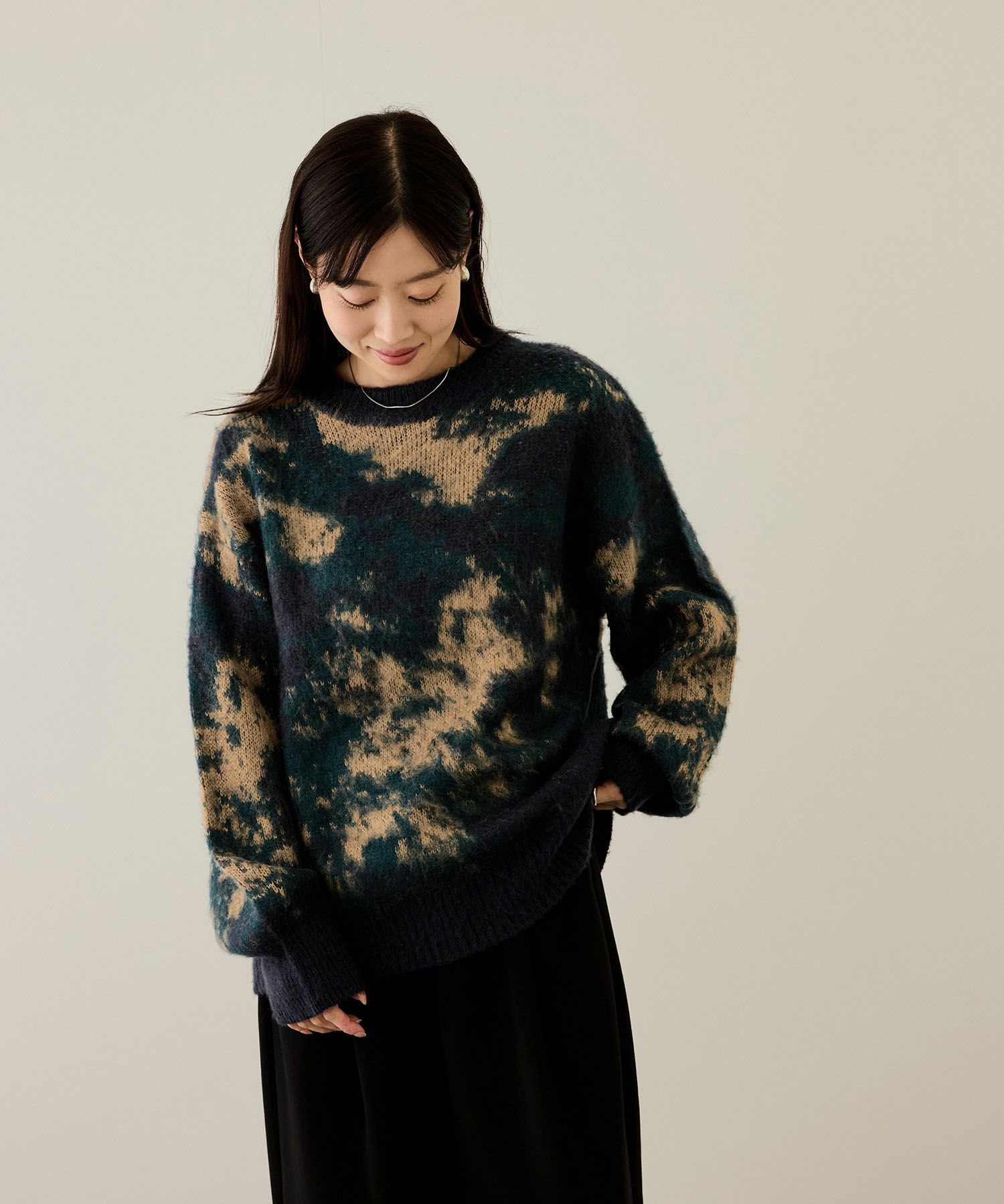 nAvy モヘヤタッチマーブルニット レディース