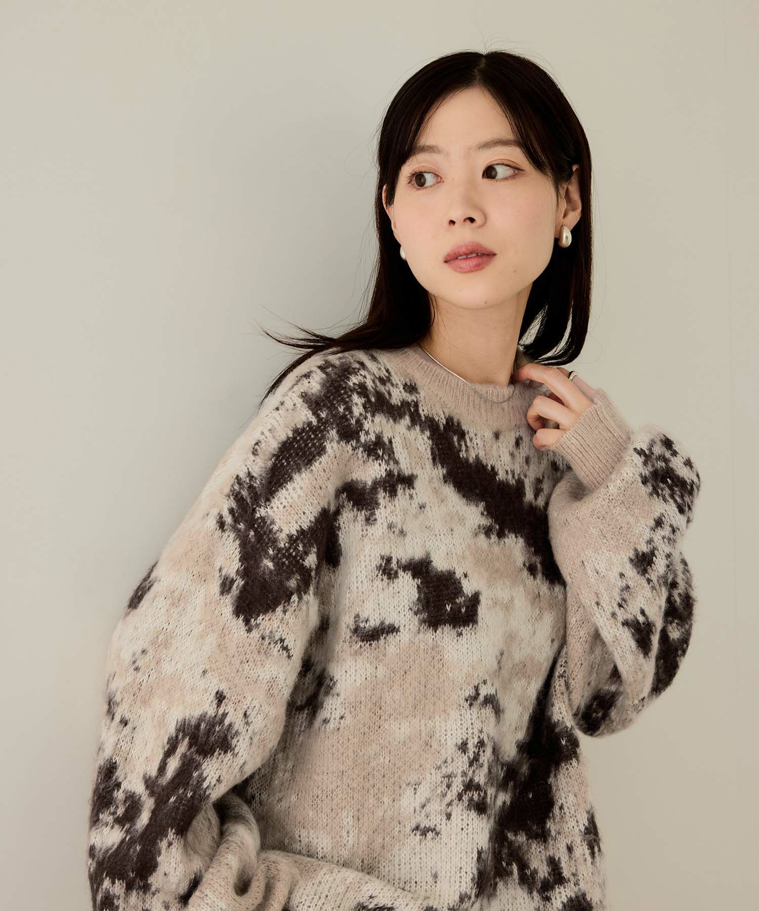 nAvy モヘヤタッチマーブルニット レディース