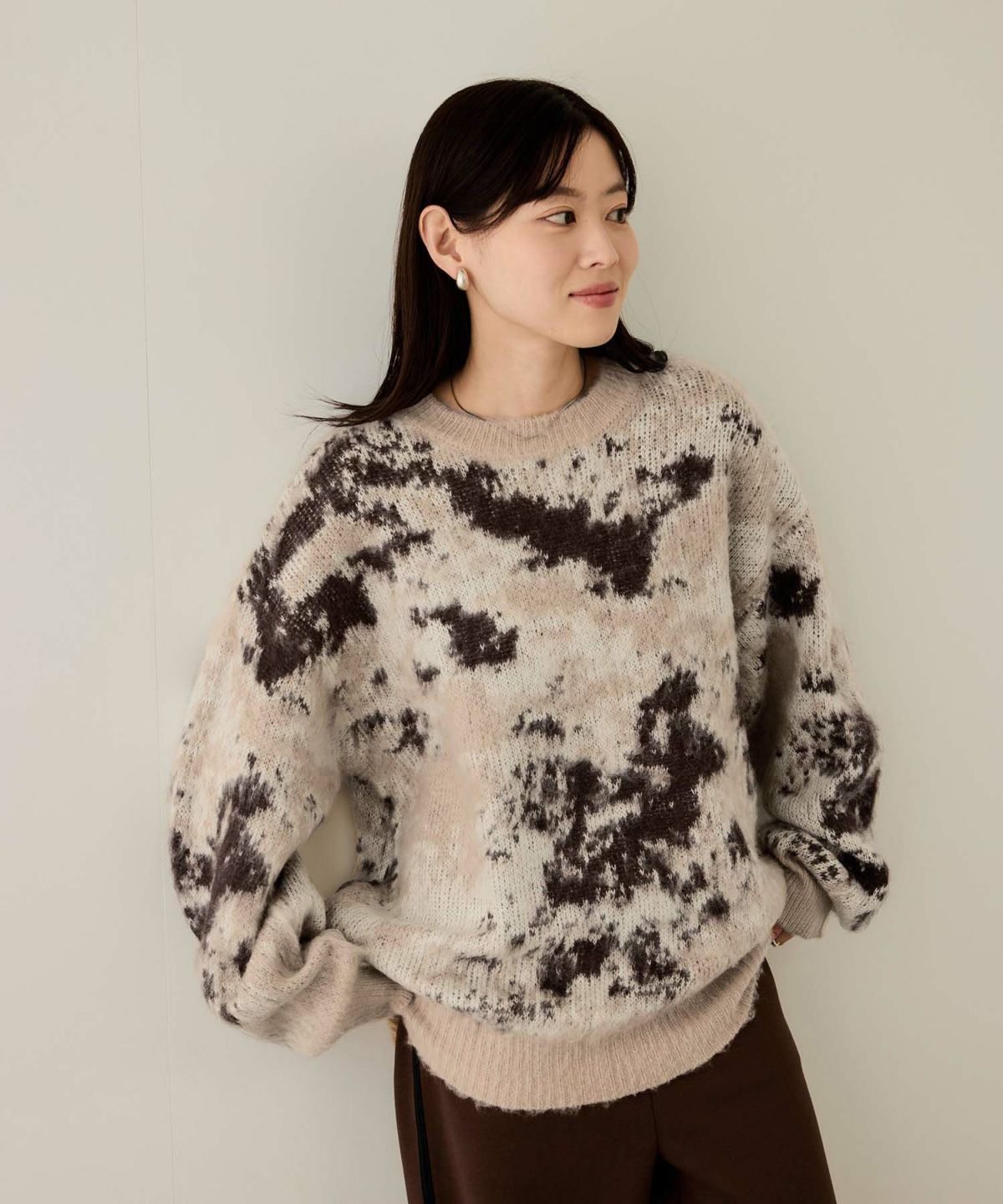 nAvy モヘヤタッチマーブルニット レディース