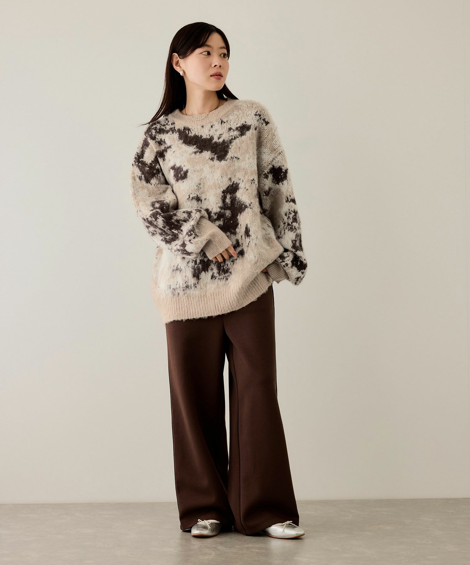 nAvy モヘヤタッチマーブルニット レディース