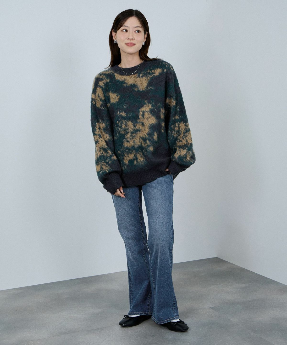 nAvy モヘヤタッチマーブルニット レディース