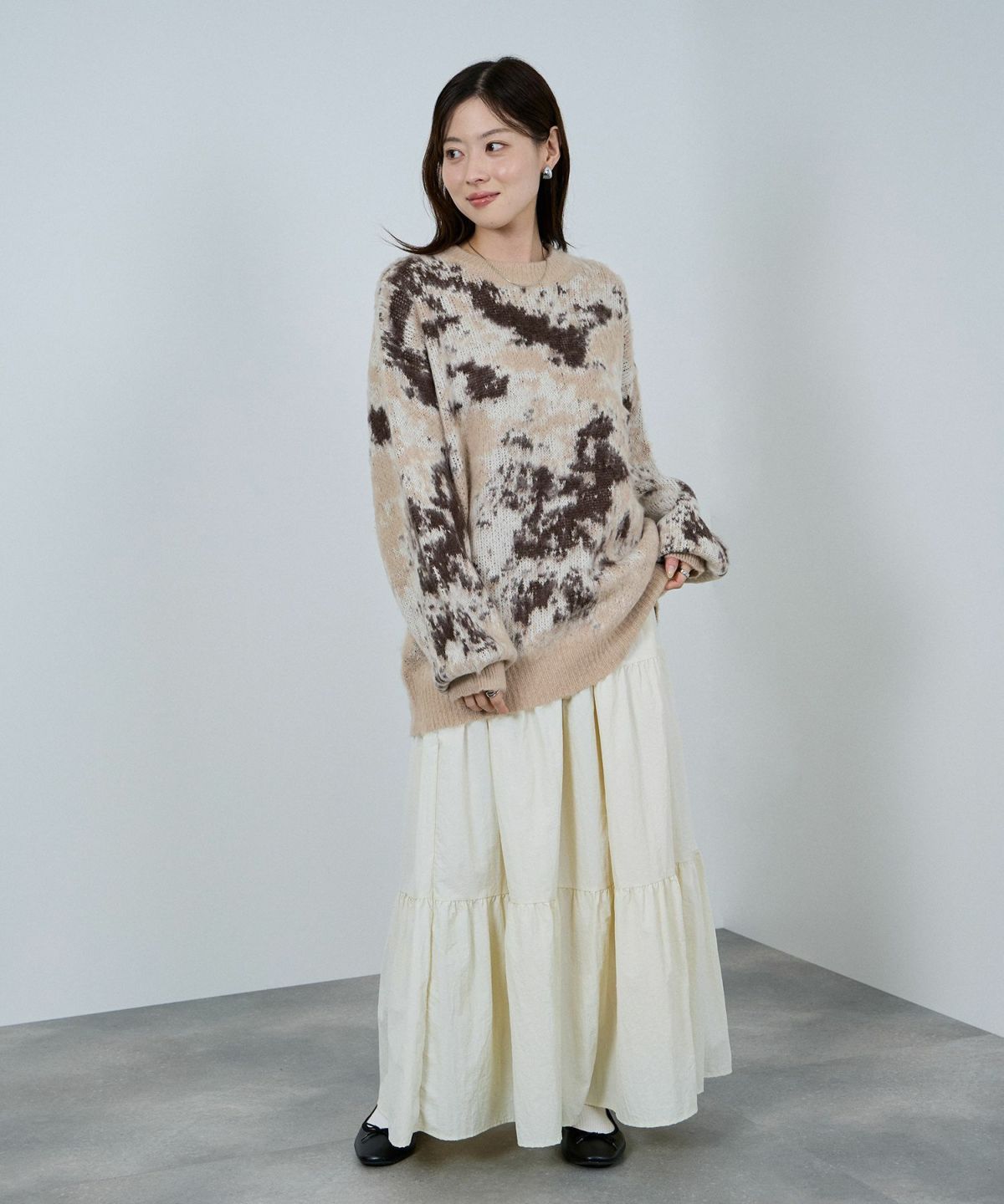 nAvy モヘヤタッチマーブルニット レディース