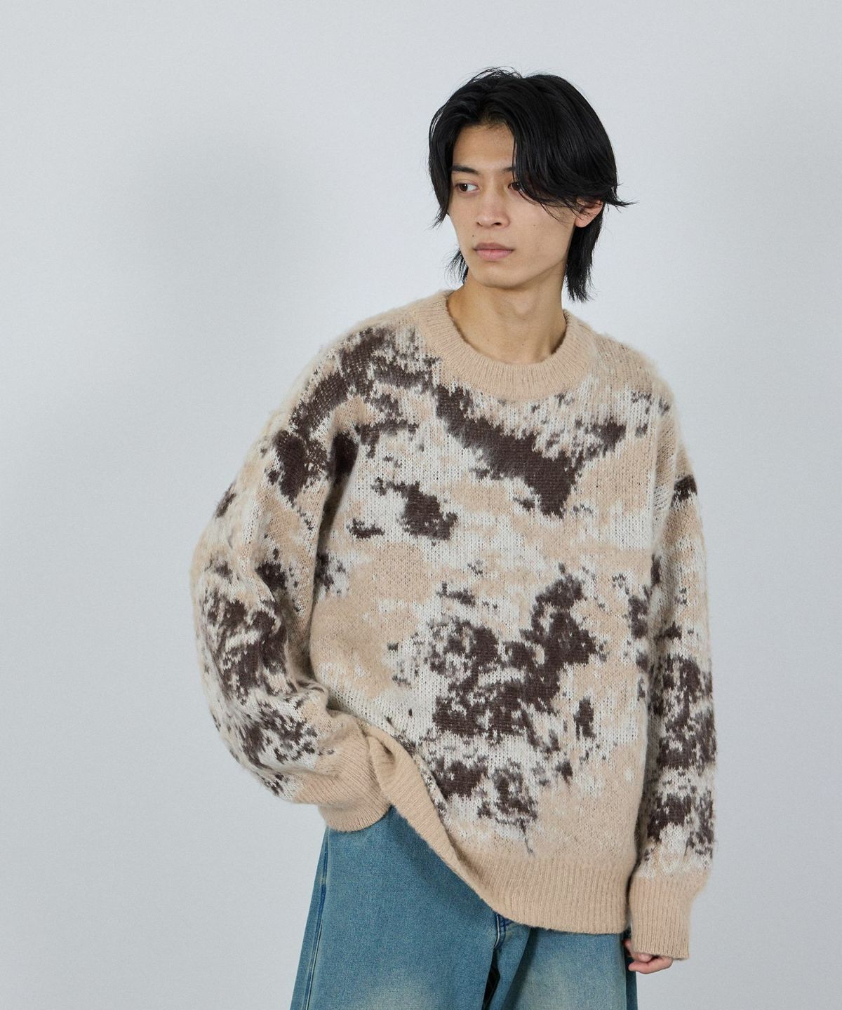 nAvy モヘヤタッチマーブルニット レディース