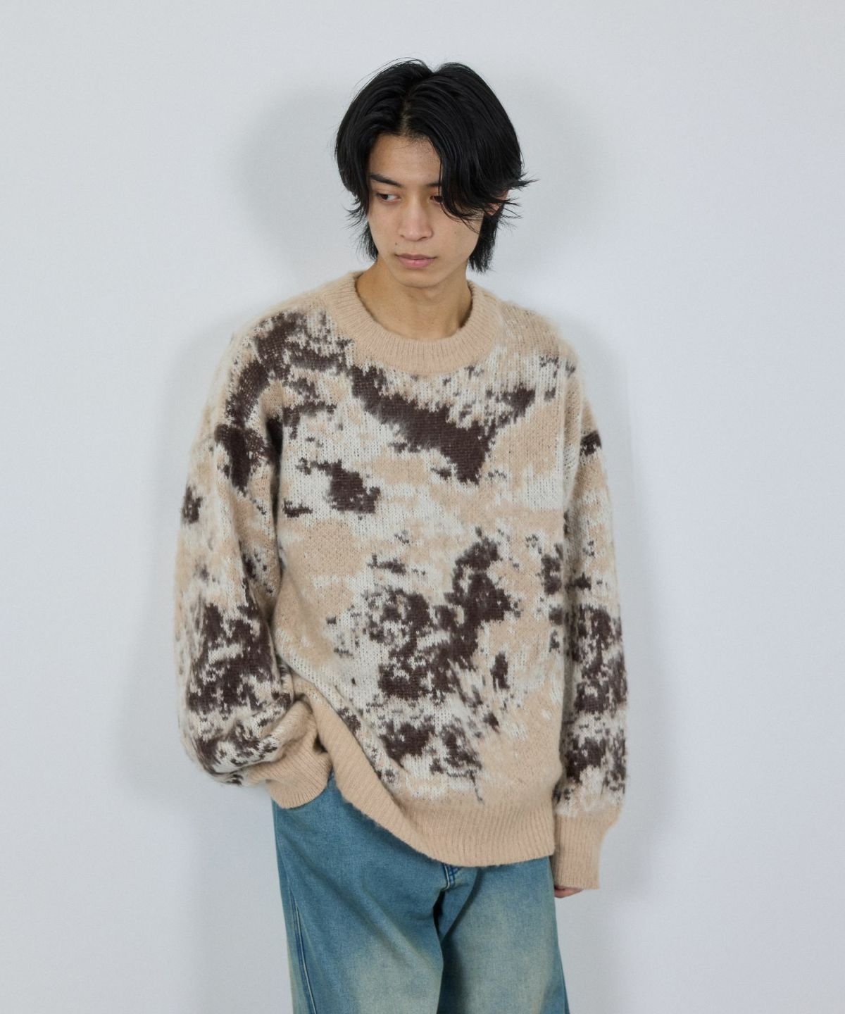 nAvy モヘヤタッチマーブルニット レディース