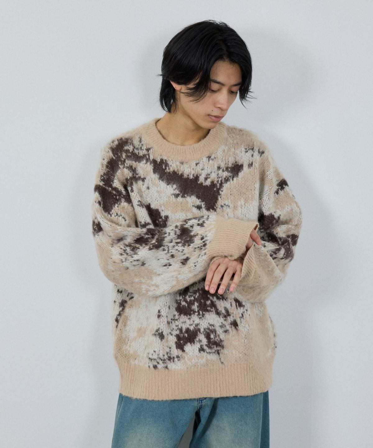 nAvy モヘヤタッチマーブルニット レディース