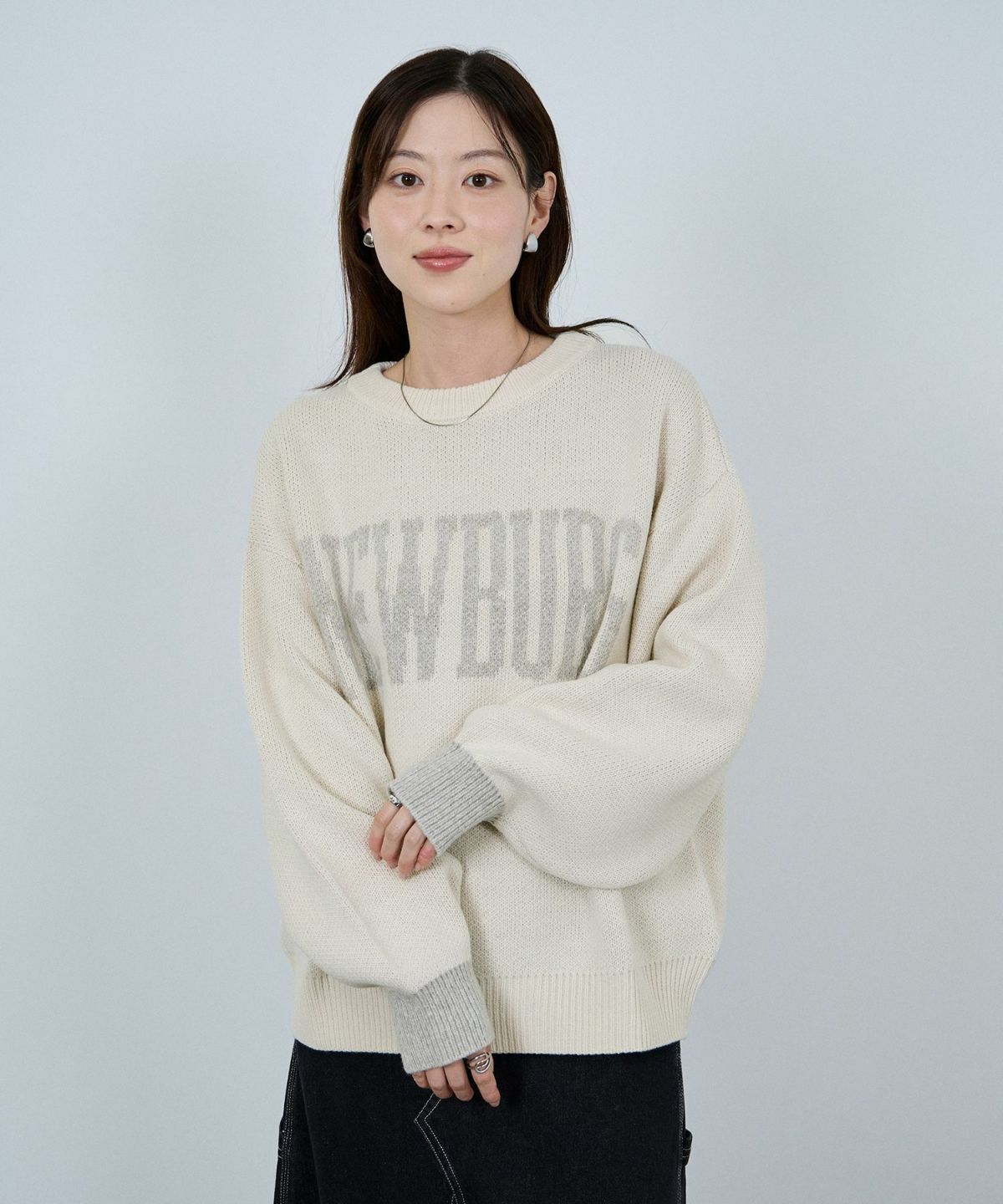 nAvy ロゴジャガードワイドニット レディース