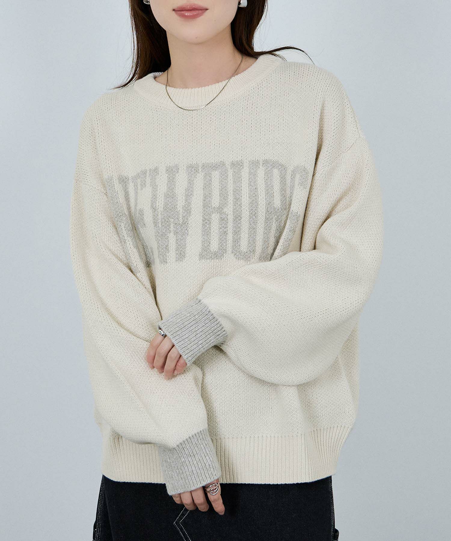 [さらに50%OFF]nAvy  ロゴジャガードワイドニット レディース商品サムネイル-1