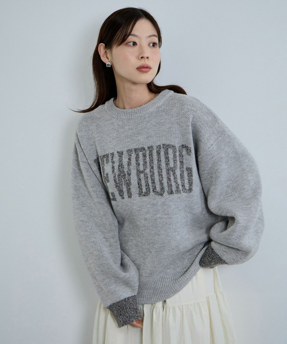 nAvy ロゴジャガードワイドニット レディース