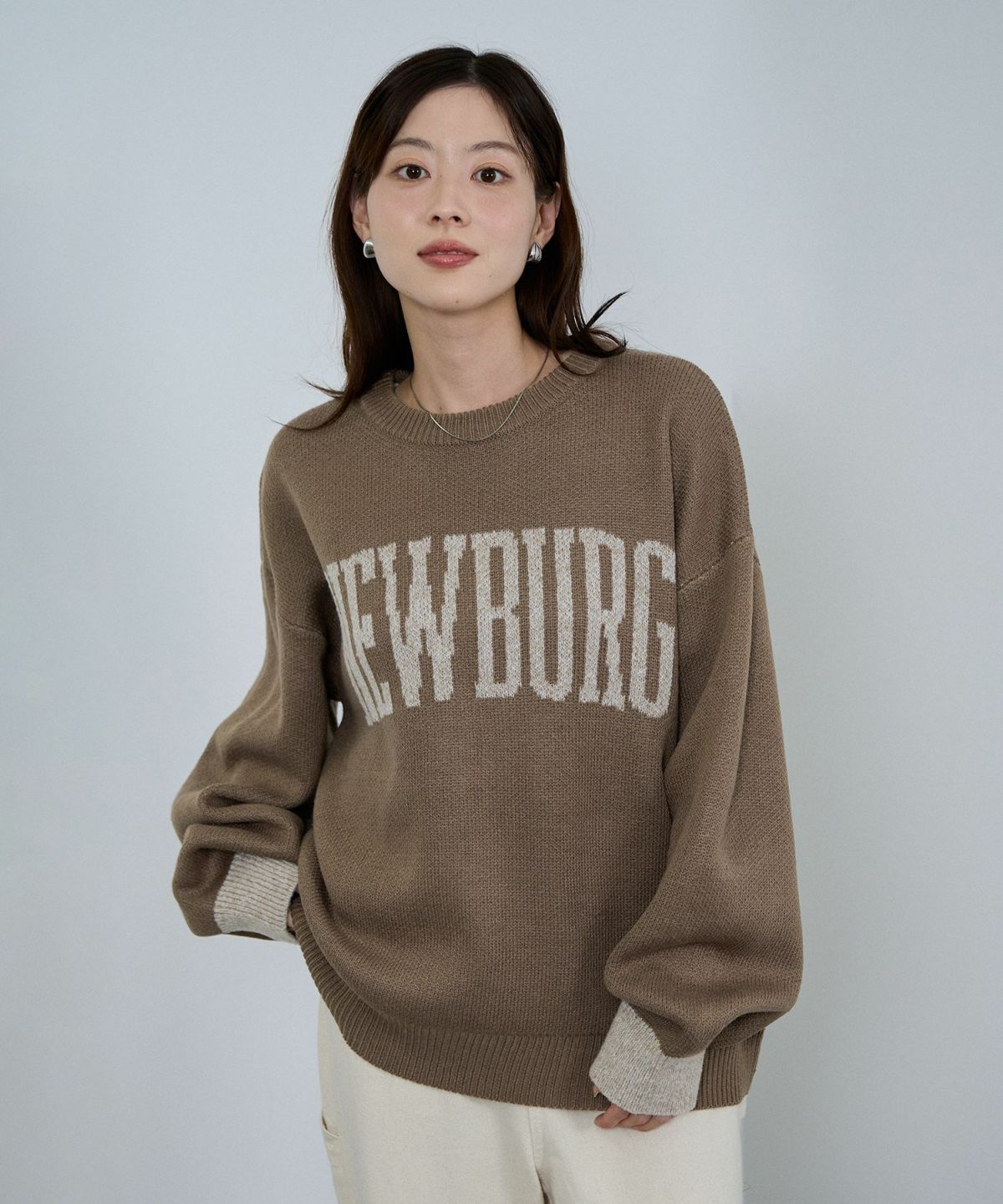 nAvy ロゴジャガードワイドニット レディース