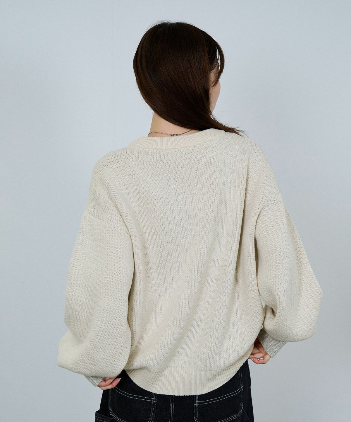 nAvy ロゴジャガードワイドニット レディース