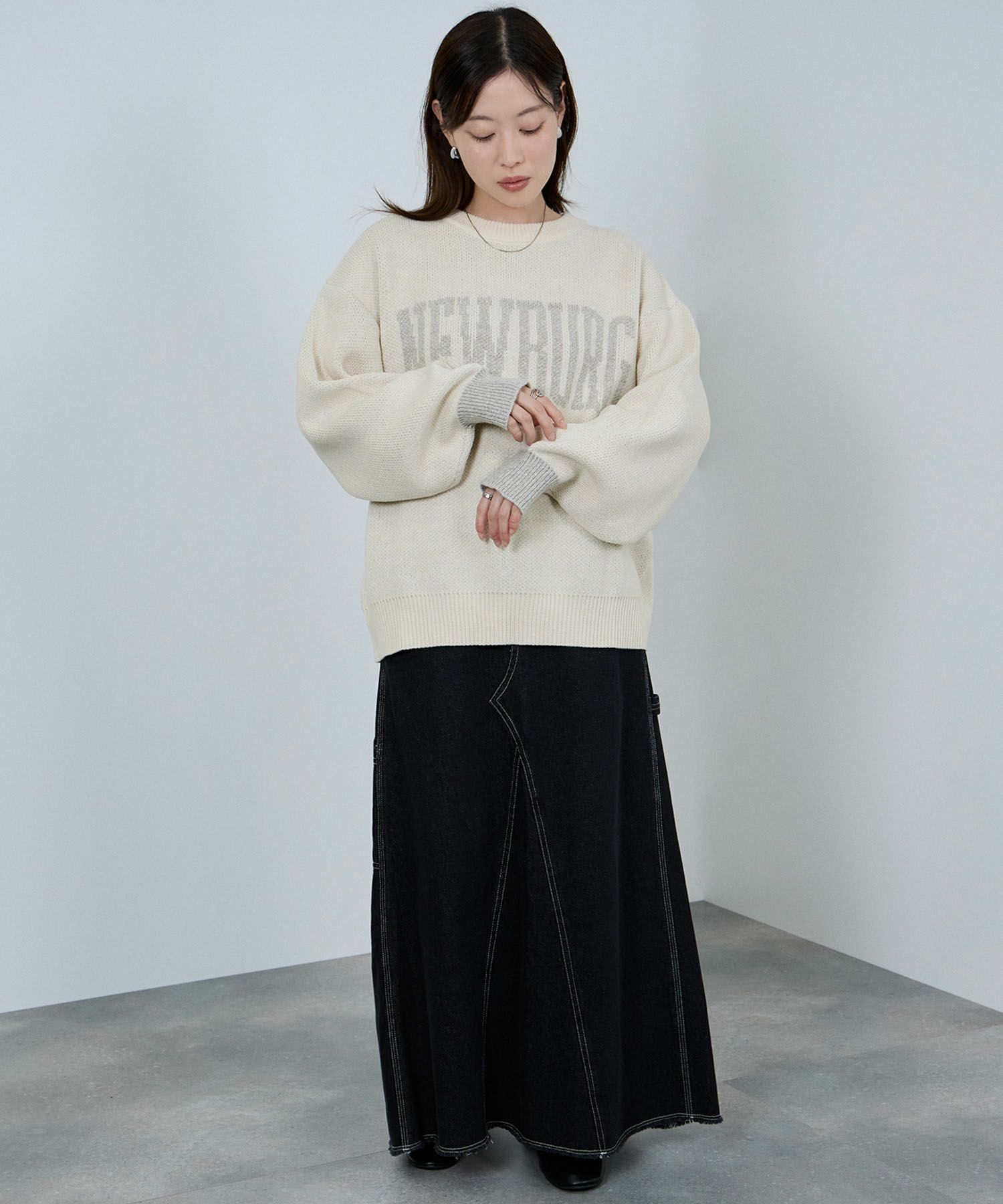 nAvy  ロゴジャガードワイドニット レディース商品画像-7