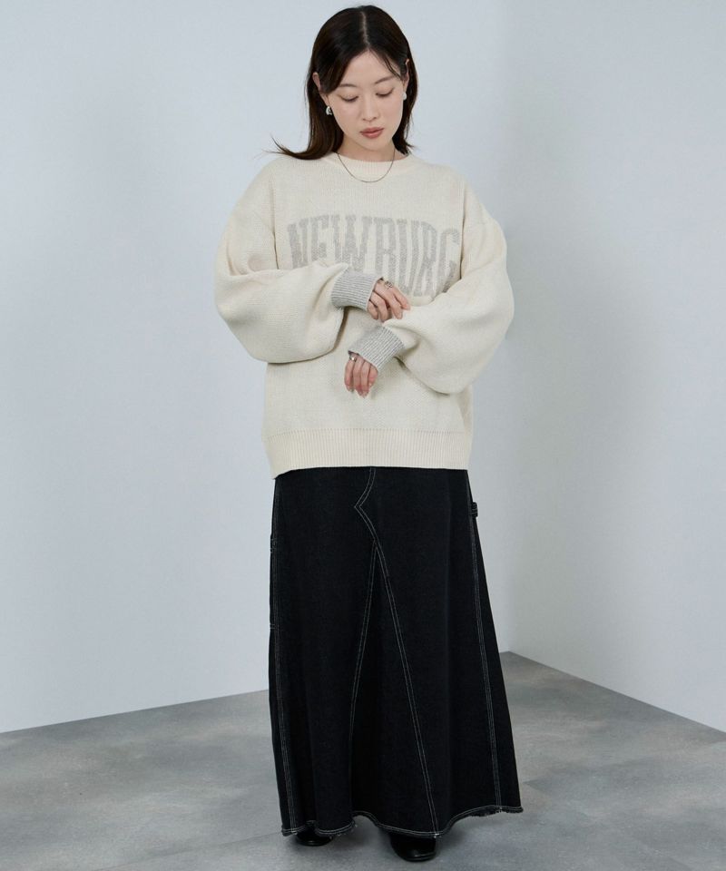 [さらに50%OFF]nAvy  ロゴジャガードワイドニット レディース商品画像-7