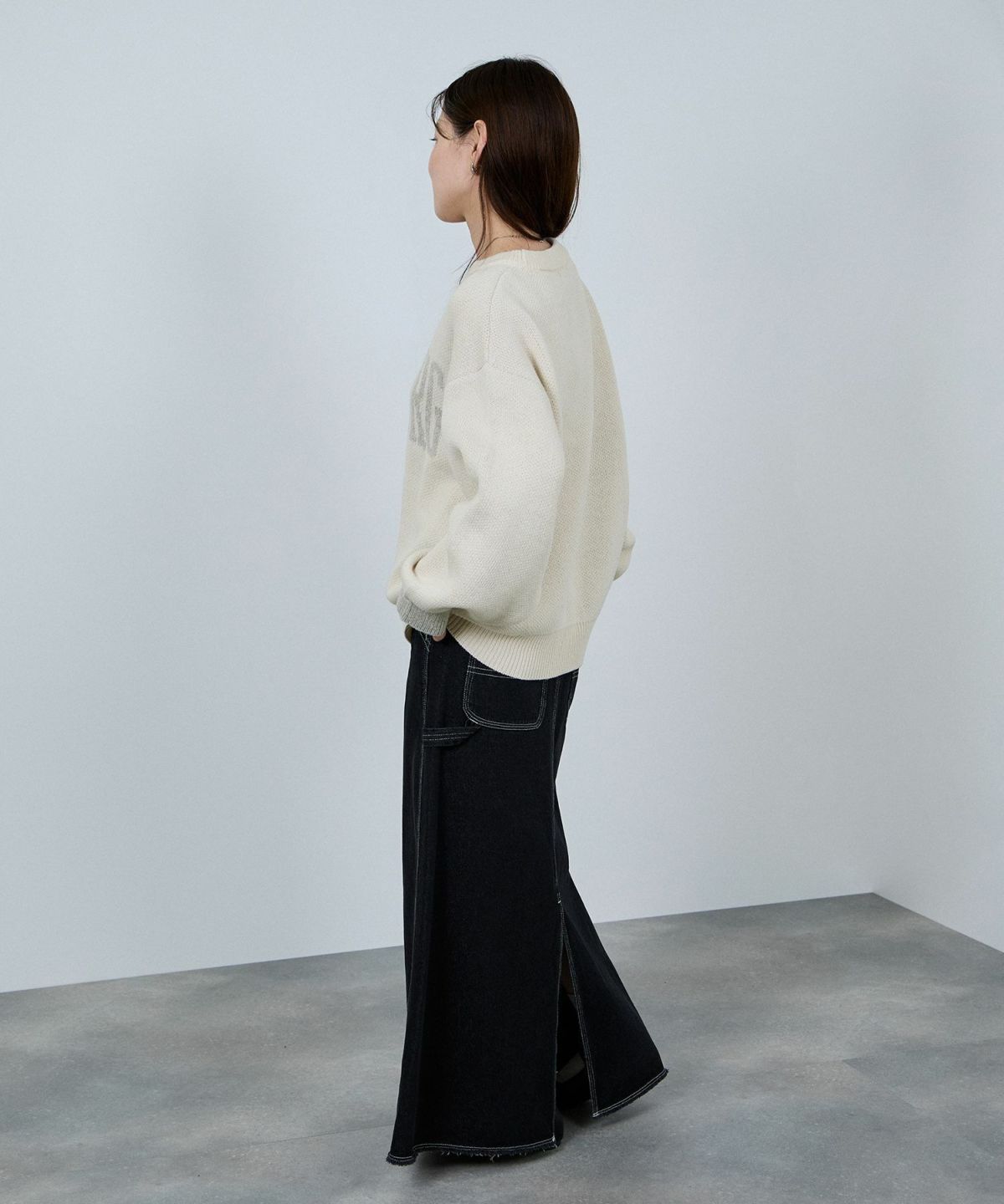 nAvy ロゴジャガードワイドニット レディース