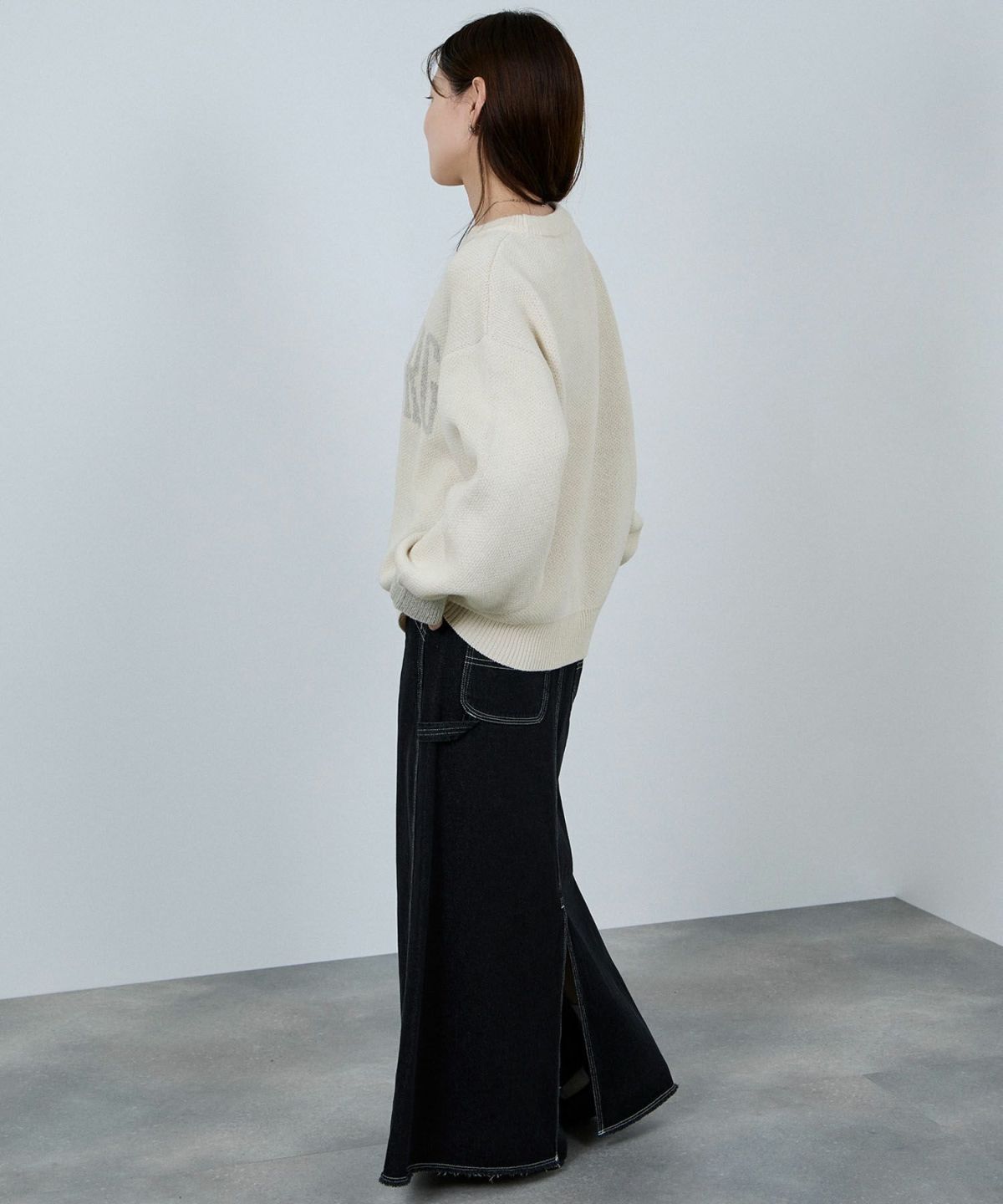 nAvy ロゴジャガードワイドニット レディース