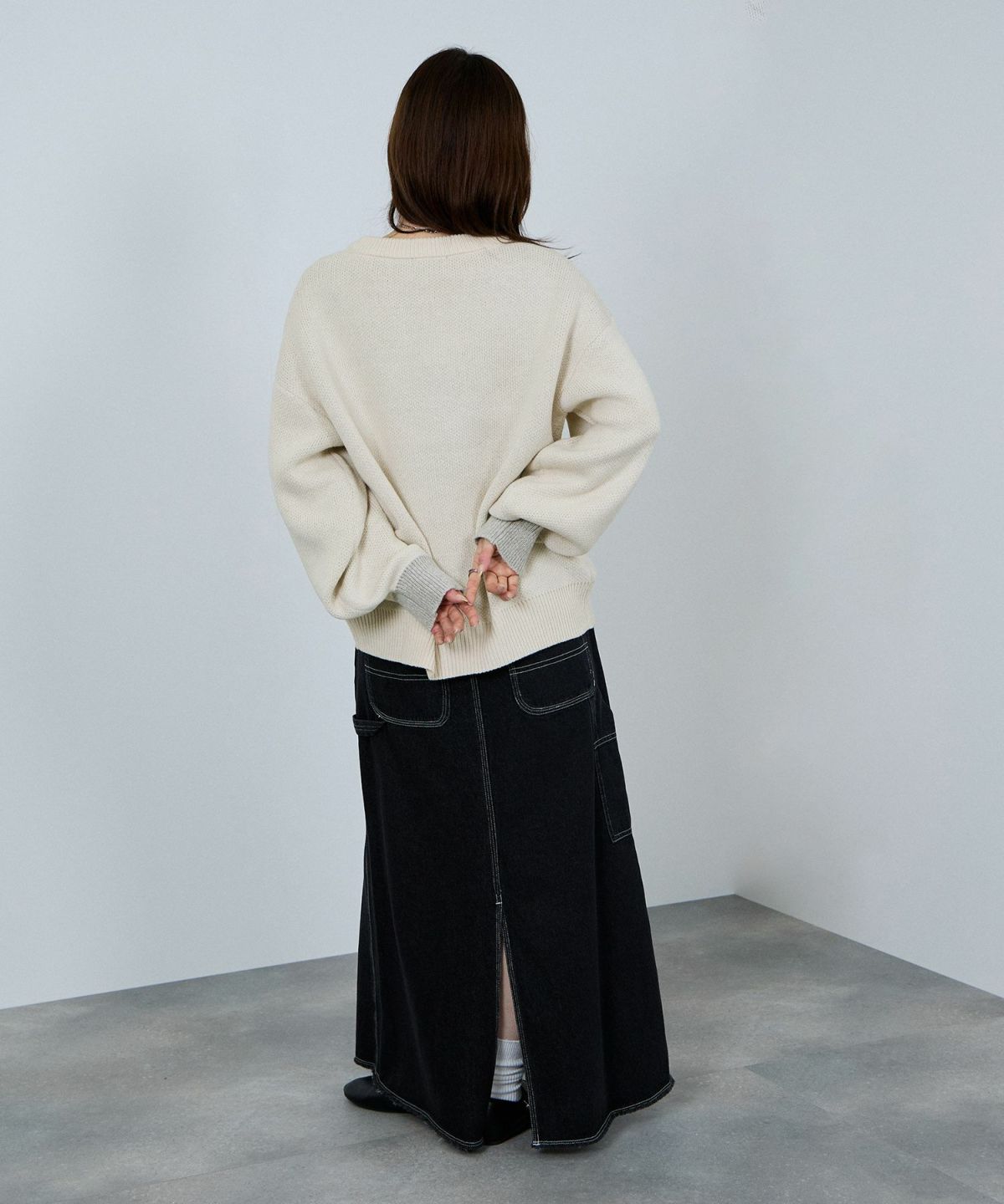 nAvy ロゴジャガードワイドニット レディース