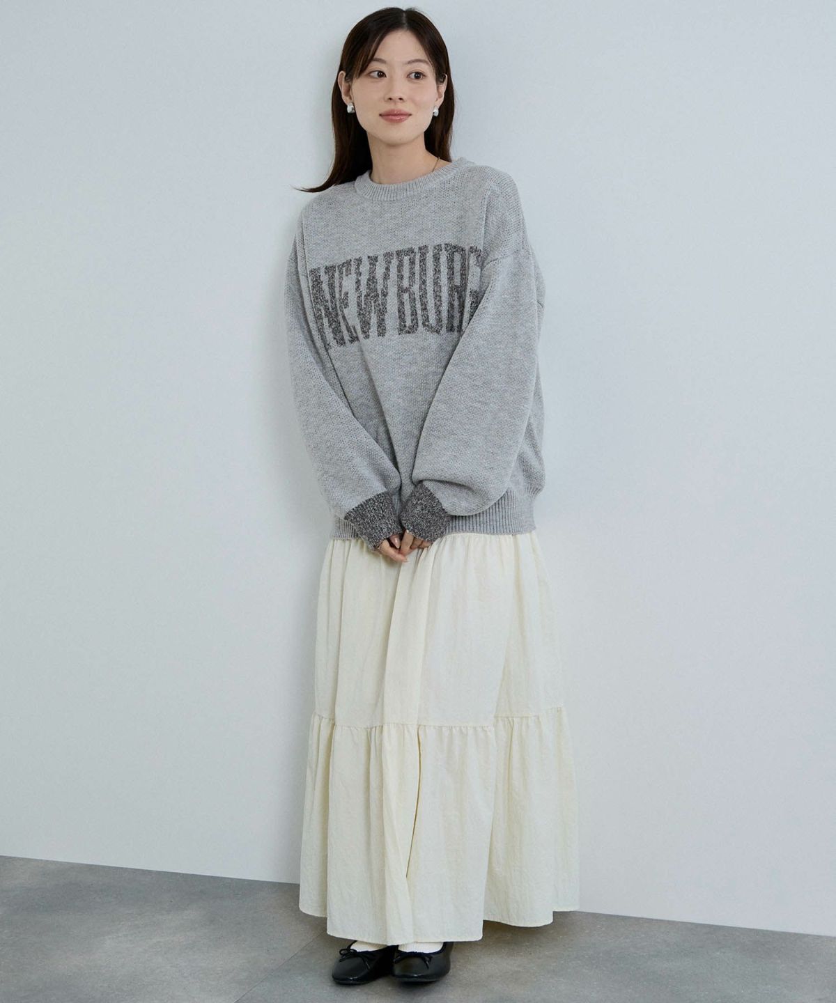 nAvy ロゴジャガードワイドニット レディース