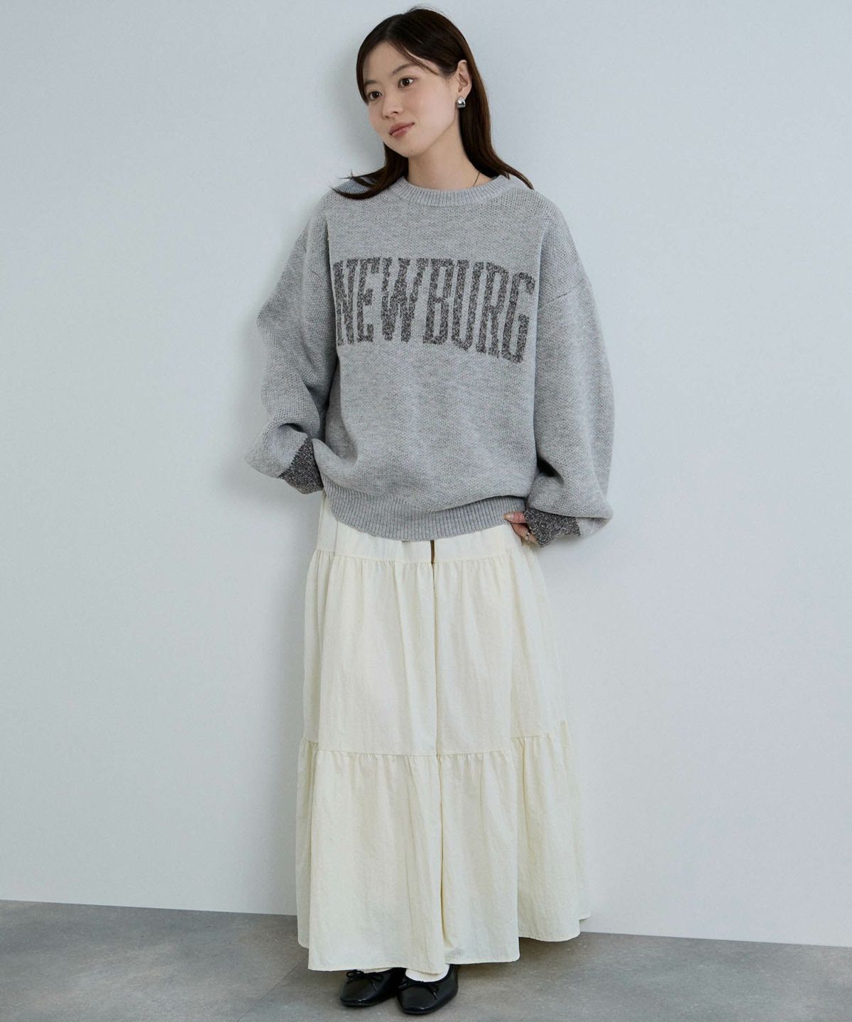 nAvy ロゴジャガードワイドニット レディース