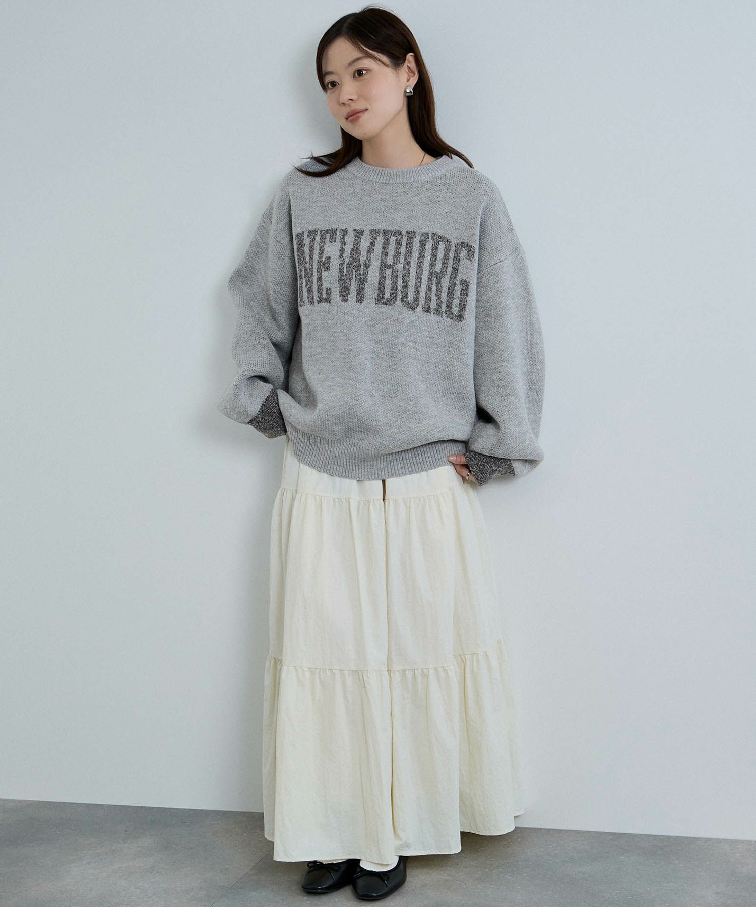 nAvy ロゴジャガードワイドニット レディース