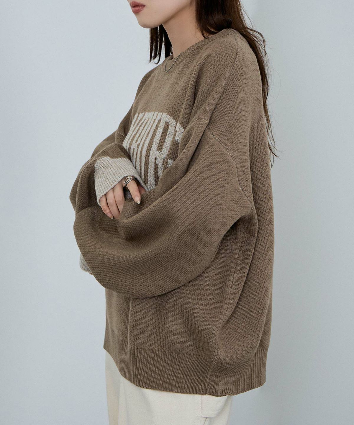 nAvy ロゴジャガードワイドニット レディース