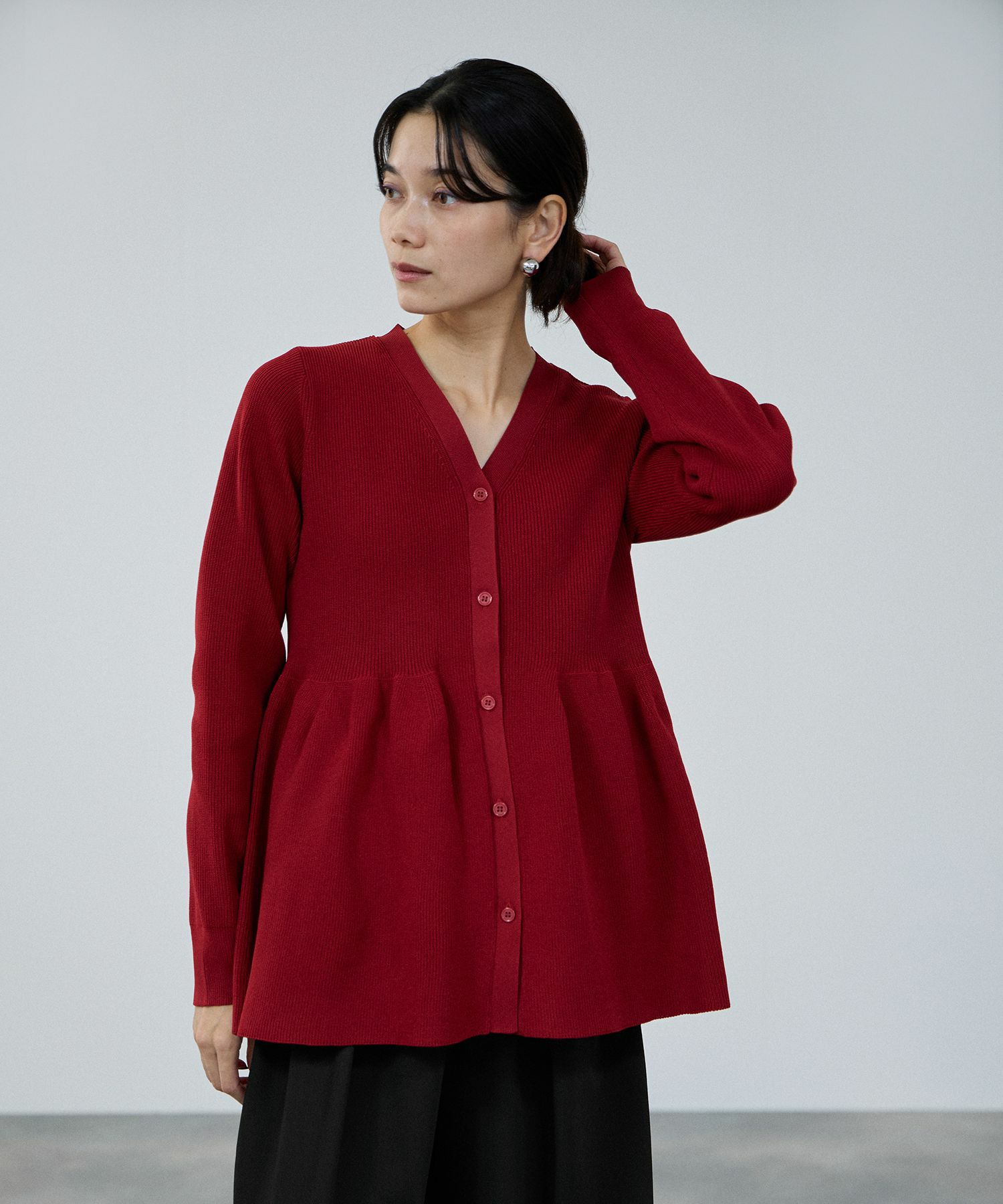 [さらに50%OFF]milli de l'air ソフトレッチペプラムカーディガン レディース商品画像-2