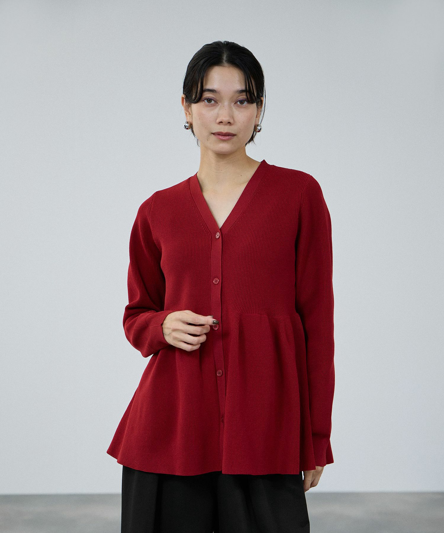[さらに50%OFF]milli de l'air ソフトレッチペプラムカーディガン レディース商品画像-7