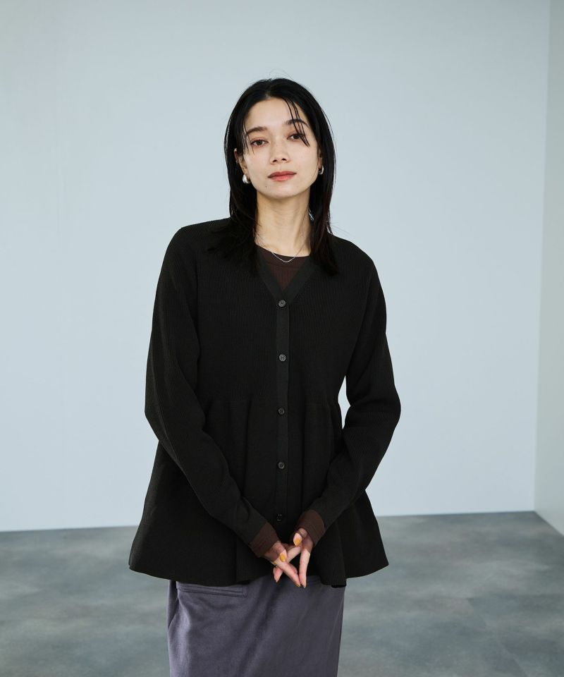 milli de l'air ソフトレッチペプラムカーディガン レディース