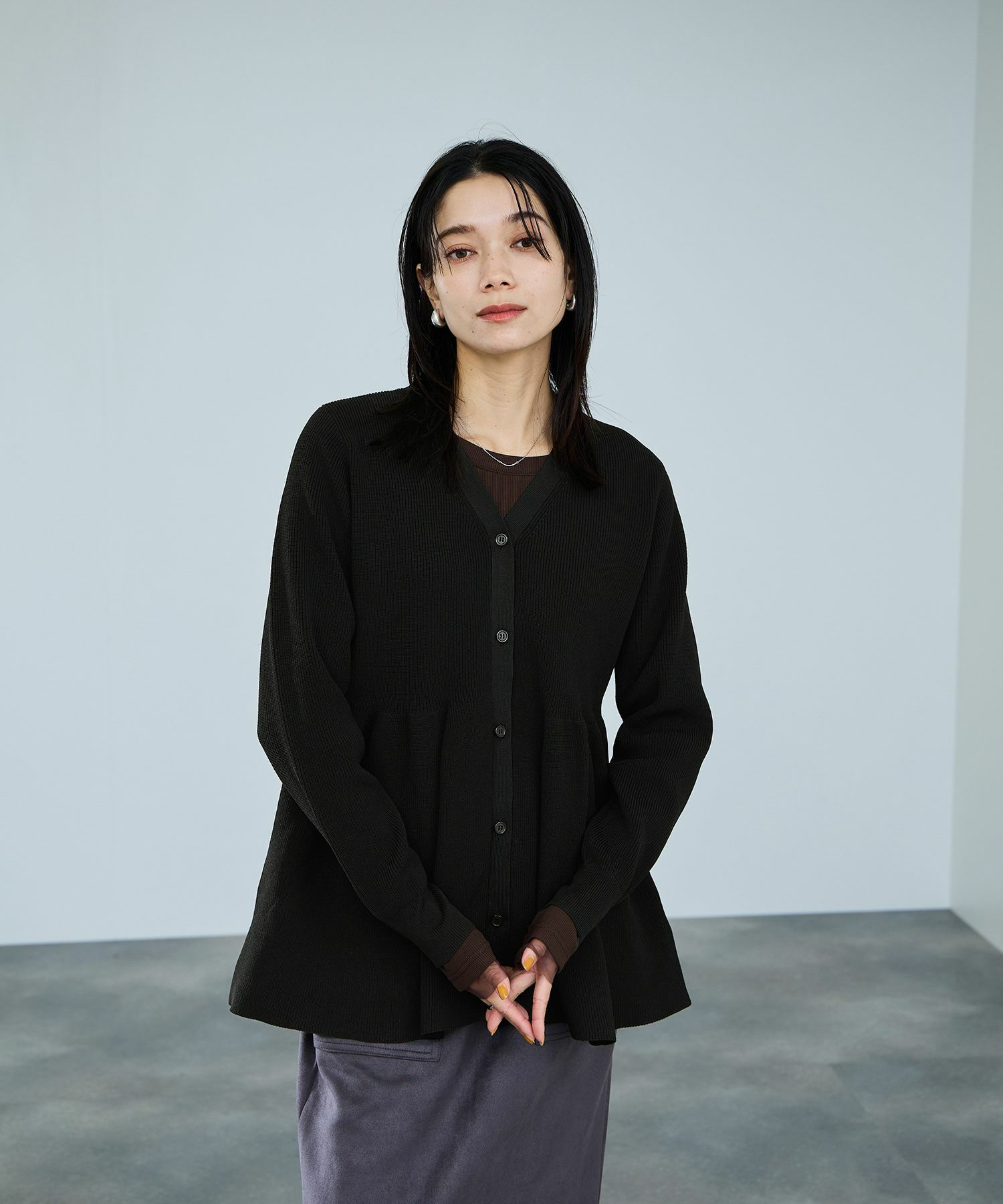 [さらに50%OFF]milli de l'air ソフトレッチペプラムカーディガン レディース商品画像-13