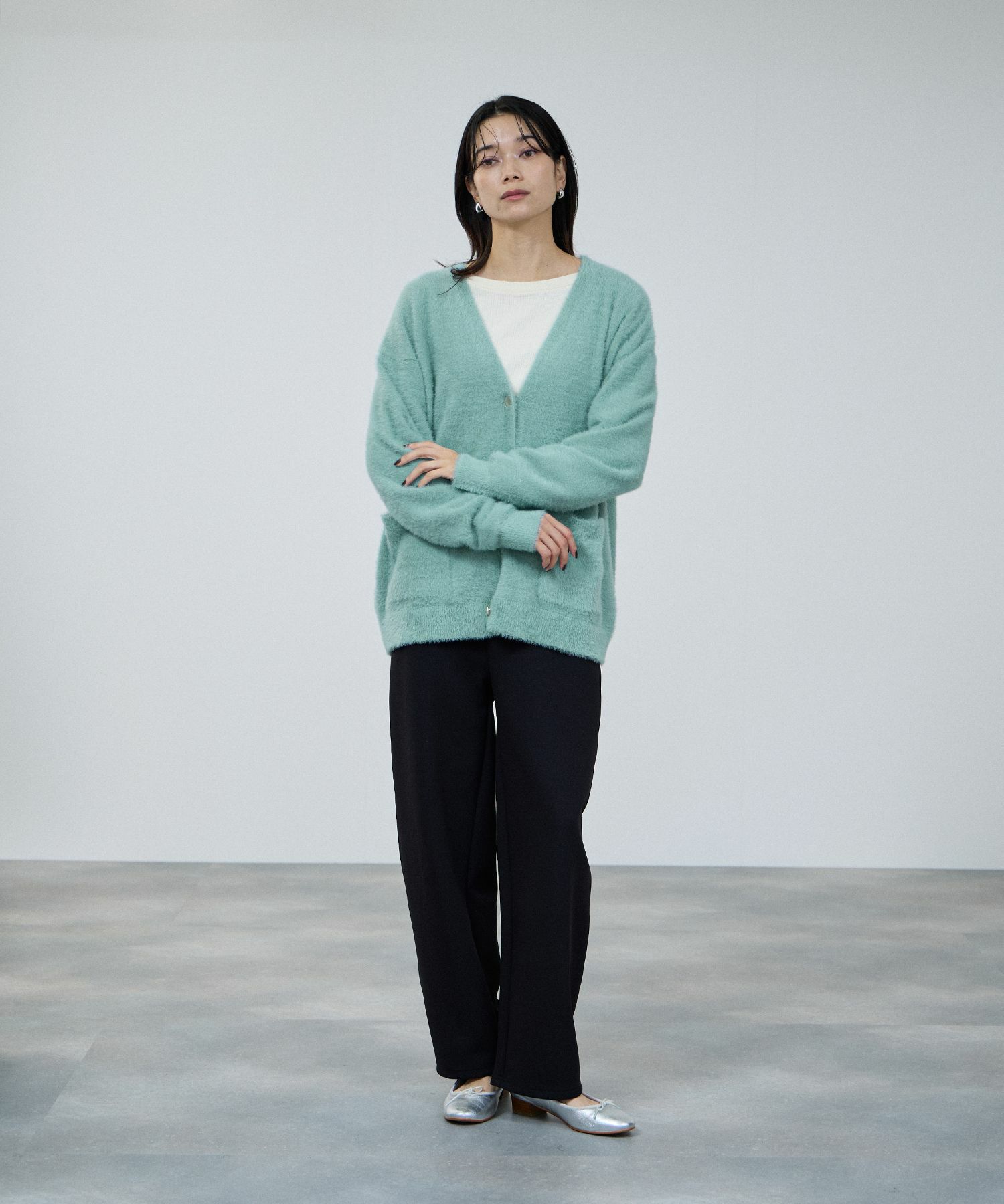 milli de l'air フェザーヤーンカーディガン レディース