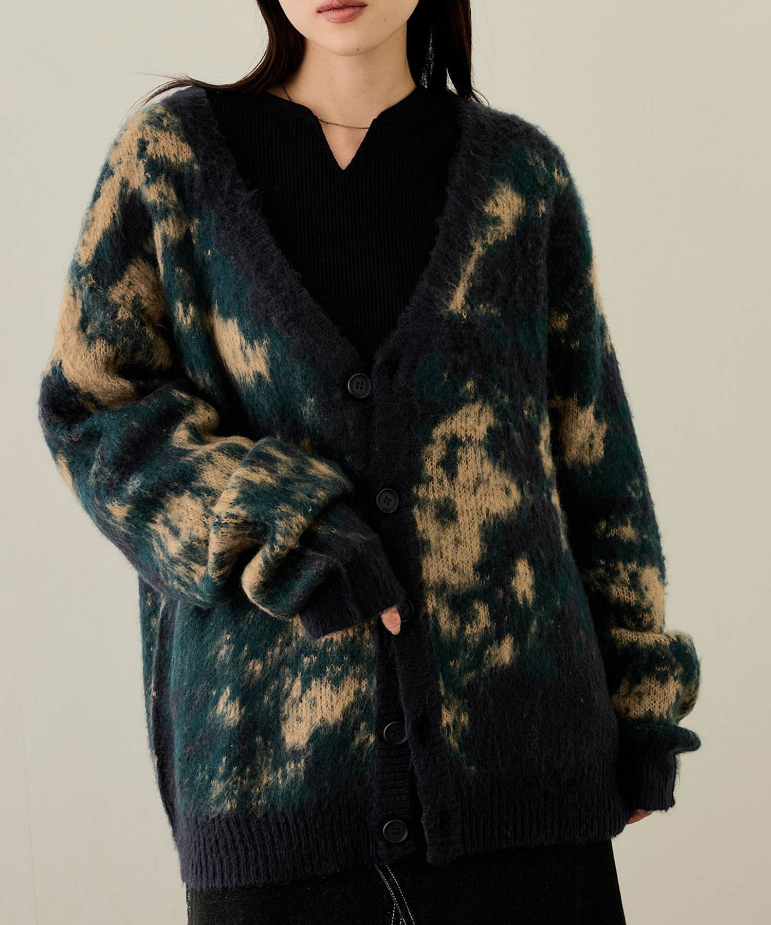 [さらに50%OFF]nAvy  モヘアタッチマーブルカーディガン レディース商品サムネイル-1