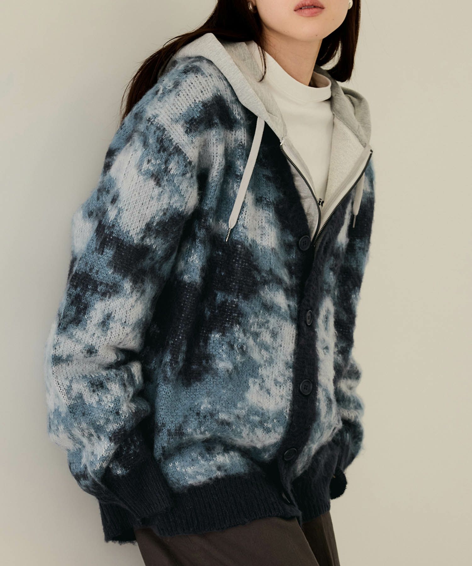 nAvy  モヘアタッチマーブルカーディガン レディース商品画像-2