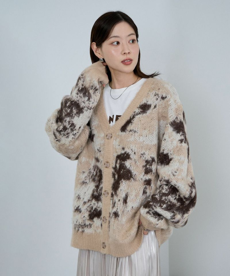 nAvy  モヘアタッチマーブルカーディガン レディース商品画像-3